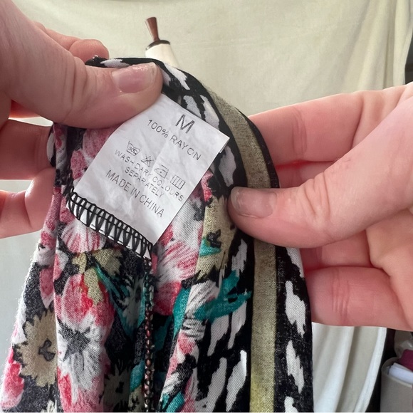 Floral Pink Flower Tunic Style Loose Fitting Dress Cowgirl Western Shirt - Picture 8 of 8